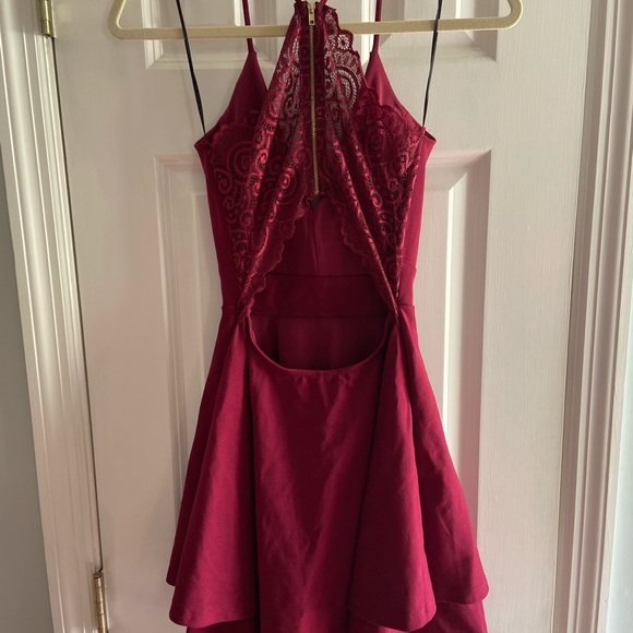 SOLD NWT Maroon Lace Back Flare Dress Small - Picture 14 of 15